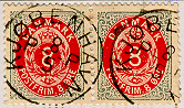 8 øre 52 printing pair with right and inverted frame